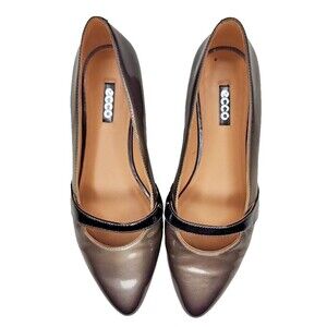 Metallic Brown Ecco Pointed Toe Leather Loafers Flat Slip Ons Size 38 (7-7.5)